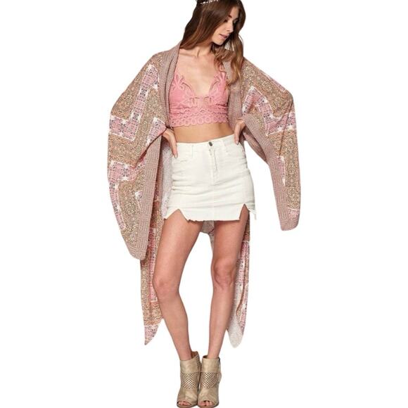 Chrysanthemum Boho Bell Kimono Sleeve Cardigan SZ M/L $69 - Picture 4 of 12